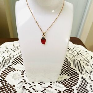 6x$15. New.Necklace with Red Strawberry Pendant